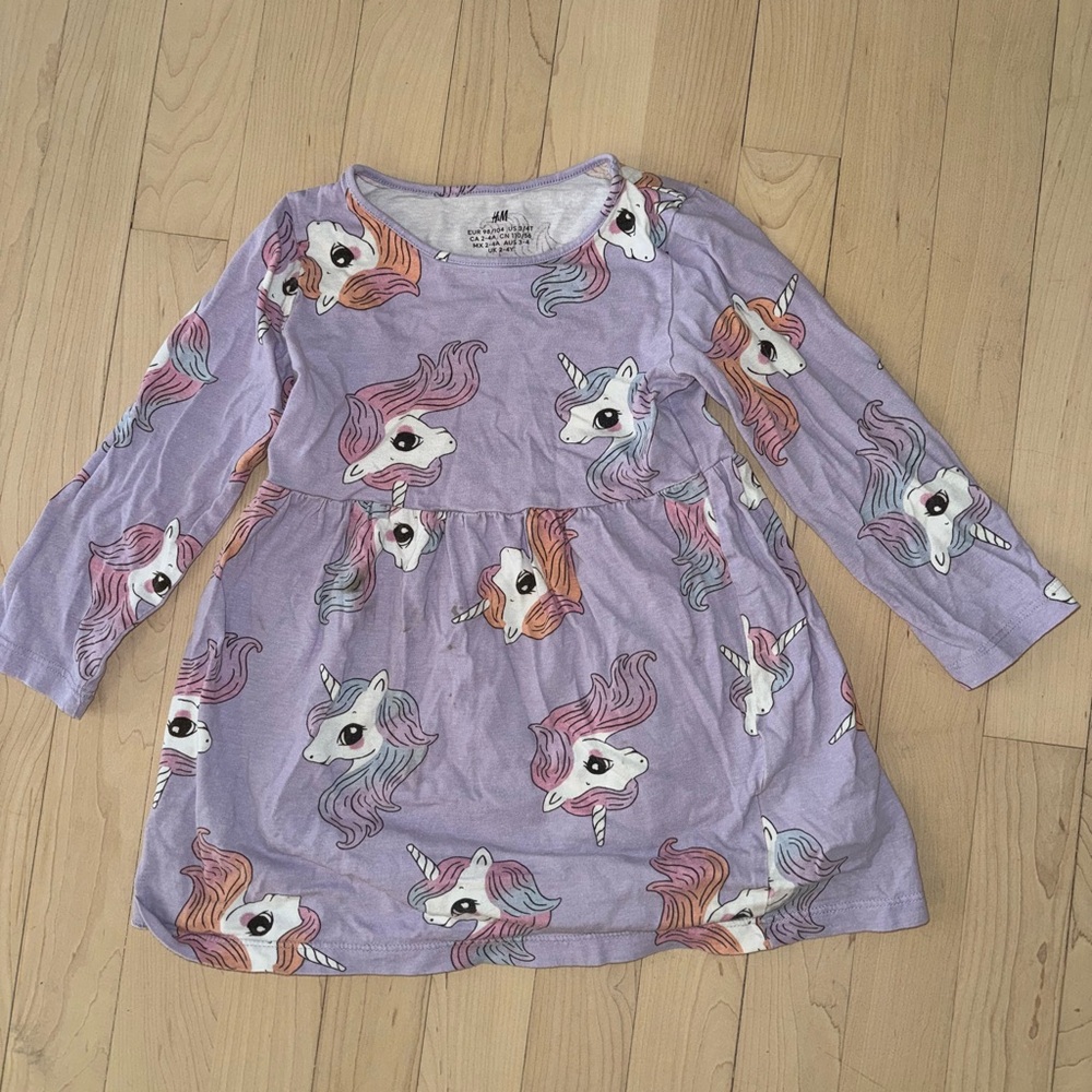 5/$25 H&M Purple Unicorn Kids Jersey Dress